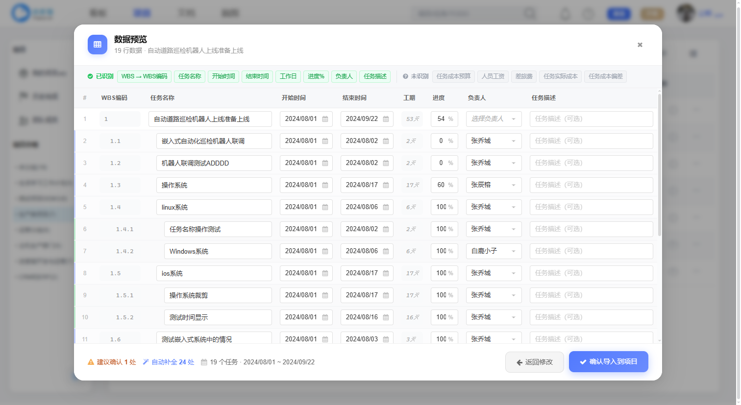 Excel 导入：解析结果预览确认